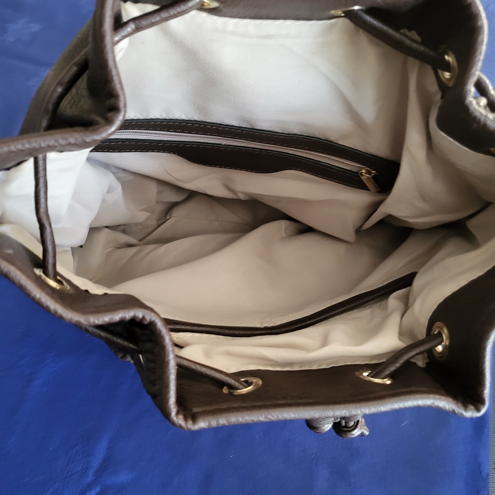 Brown Textured Vegan Leather Womens Backpack - Picture 5 of 11